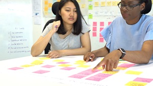 Collaborating with coursemates on team projects while studying Multidisciplinary Innovation (MDI) at Northumbria University during my Fulbright year in the UK.