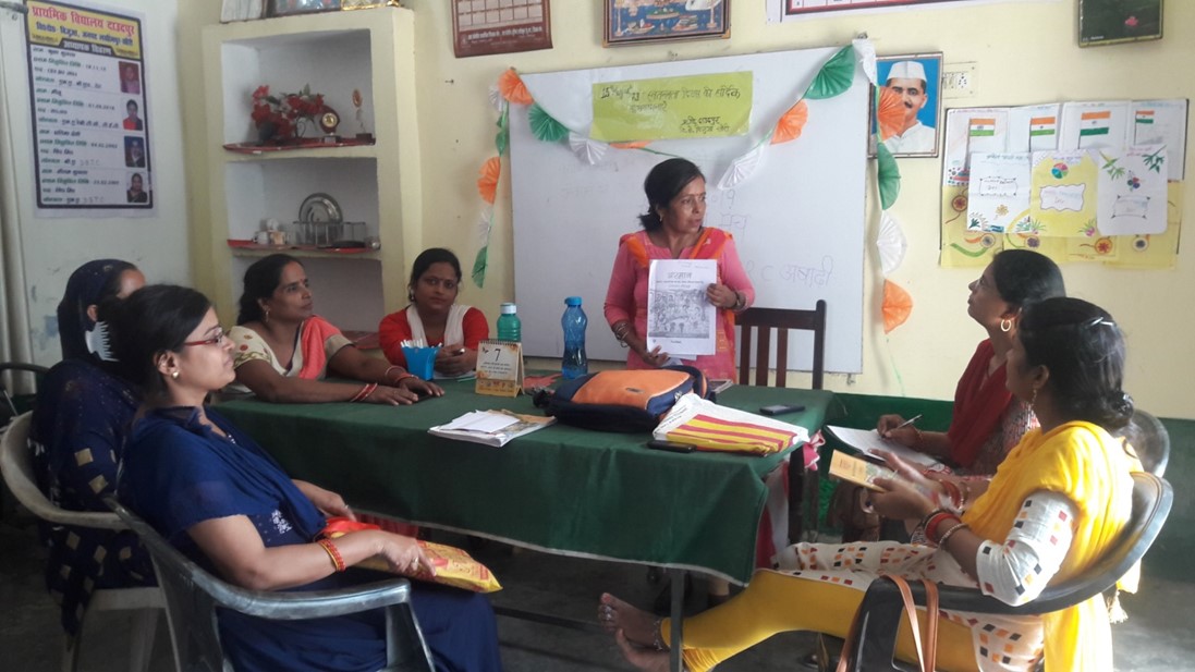 Dr. Anupma motivating teachers towards Girls' Education and skill development in Gram Daudpur, District Lakhimpur Kheri.