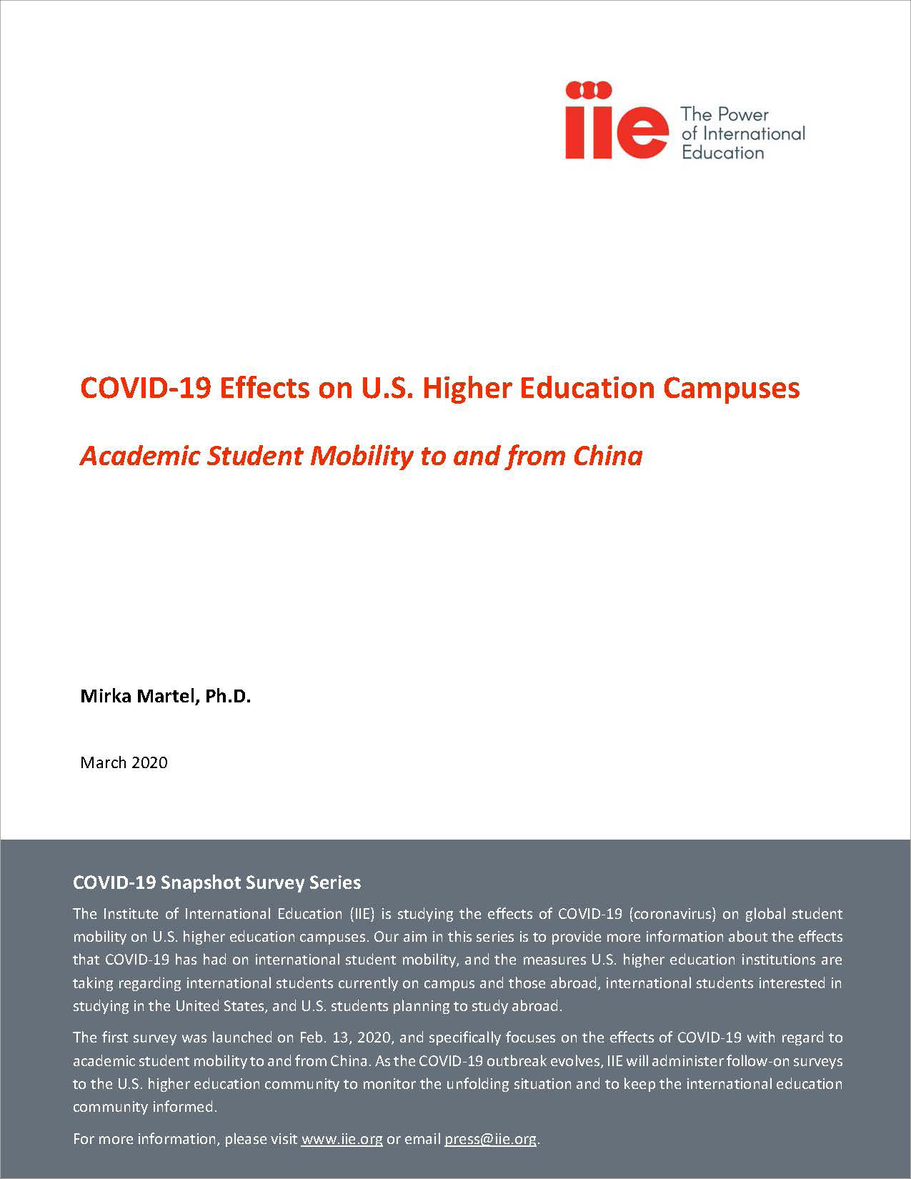 IIE Releases Survey on Effects of COVID-19 on International Students