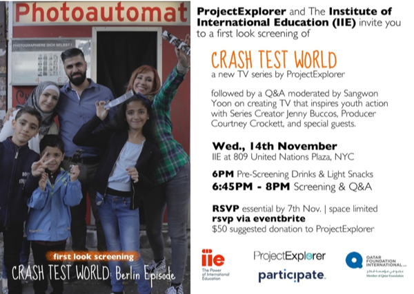 Flyer for Crash Test World Screening at IIE NY Office 2018