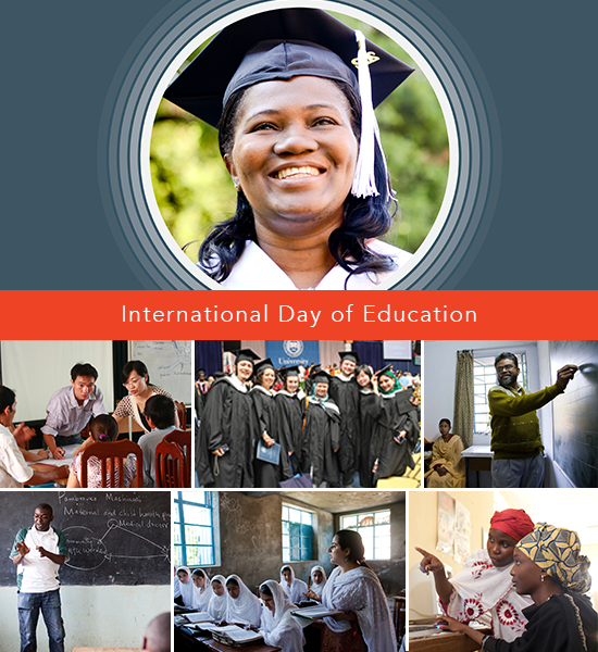 International Day of Education collage. Images of IFP alumni in the process of receiving or giving education