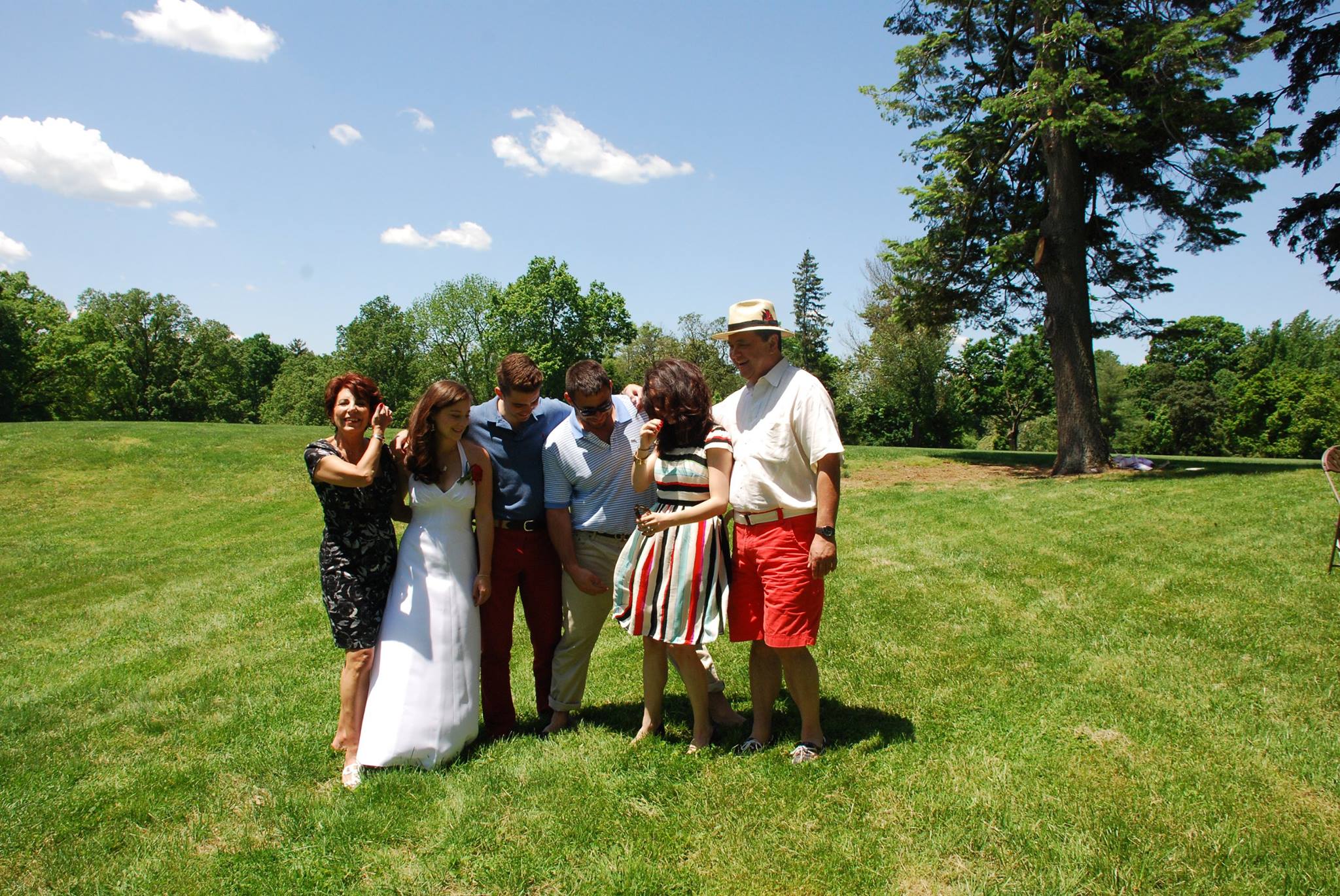 Verleysen family poses on lawn at George School