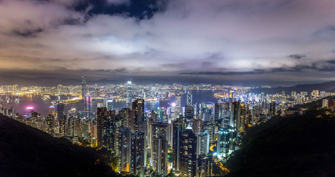 Hong Kong city scape at night