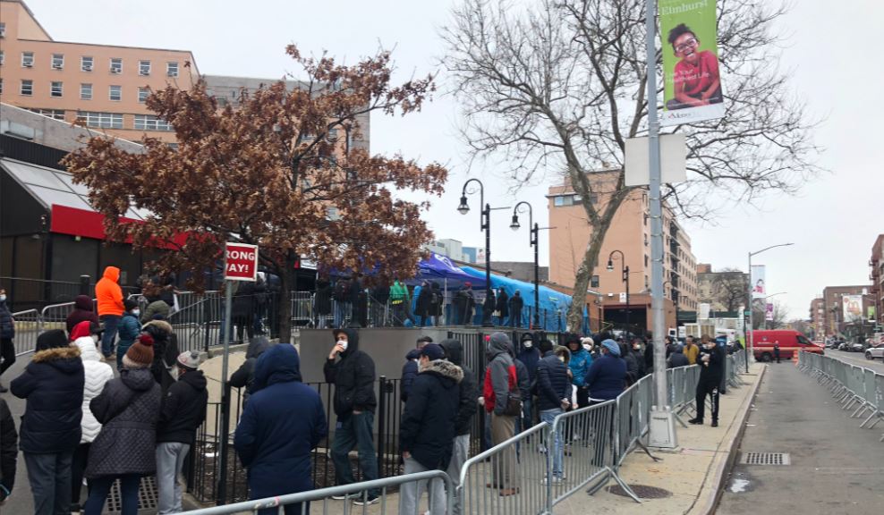 Line of people waiting for COVID test goes over one city block