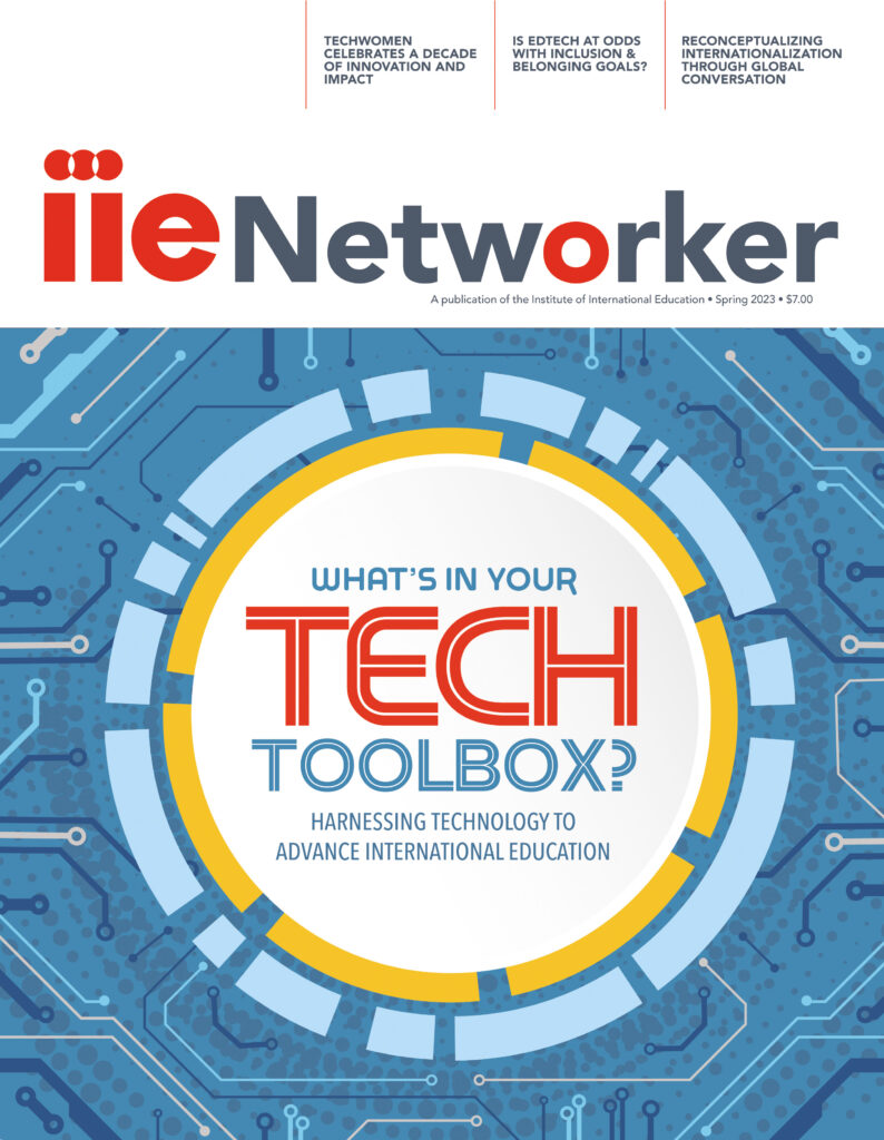 IIENetworker magazine cover with title What's in Your Tech Toolbox: Harnessing Technology to Advance International Education