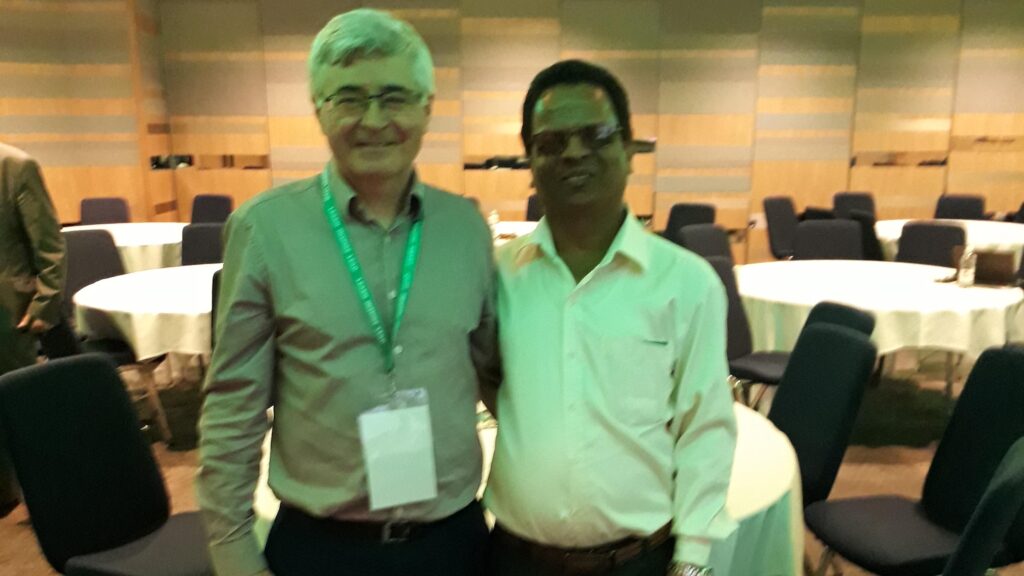 Dev Datta Joshi, in Birmingham, United Kingdom, with Professor Gerard Quinn (the UN Special Rapporteur on the rights of persons with disabilities), sharing experiences on how to ensure human rights of persons with disabilities, especially refugees with disabilities.