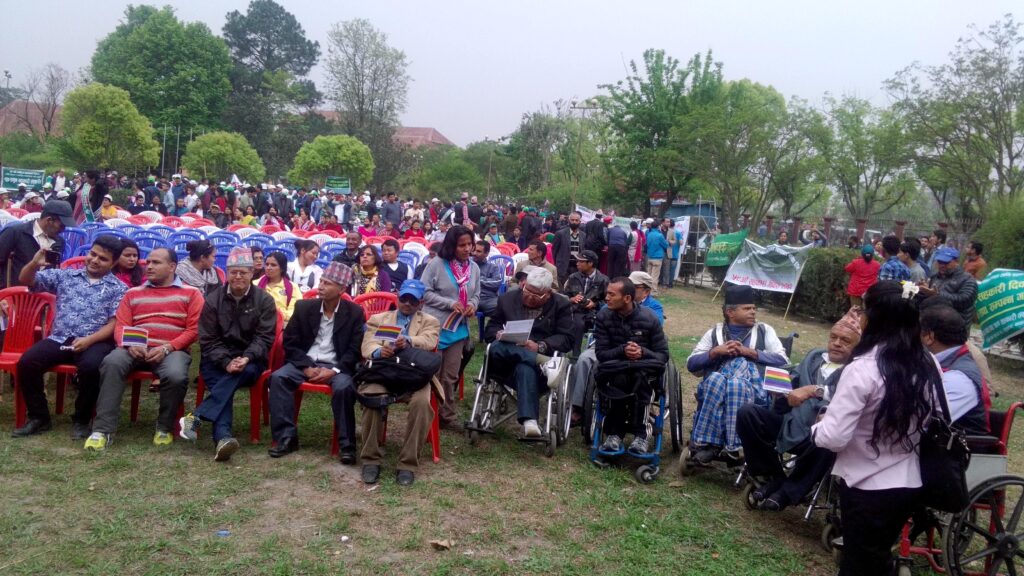 The project’s direct beneficiaries and their families participate in project events in Kathmandu, Nepal.