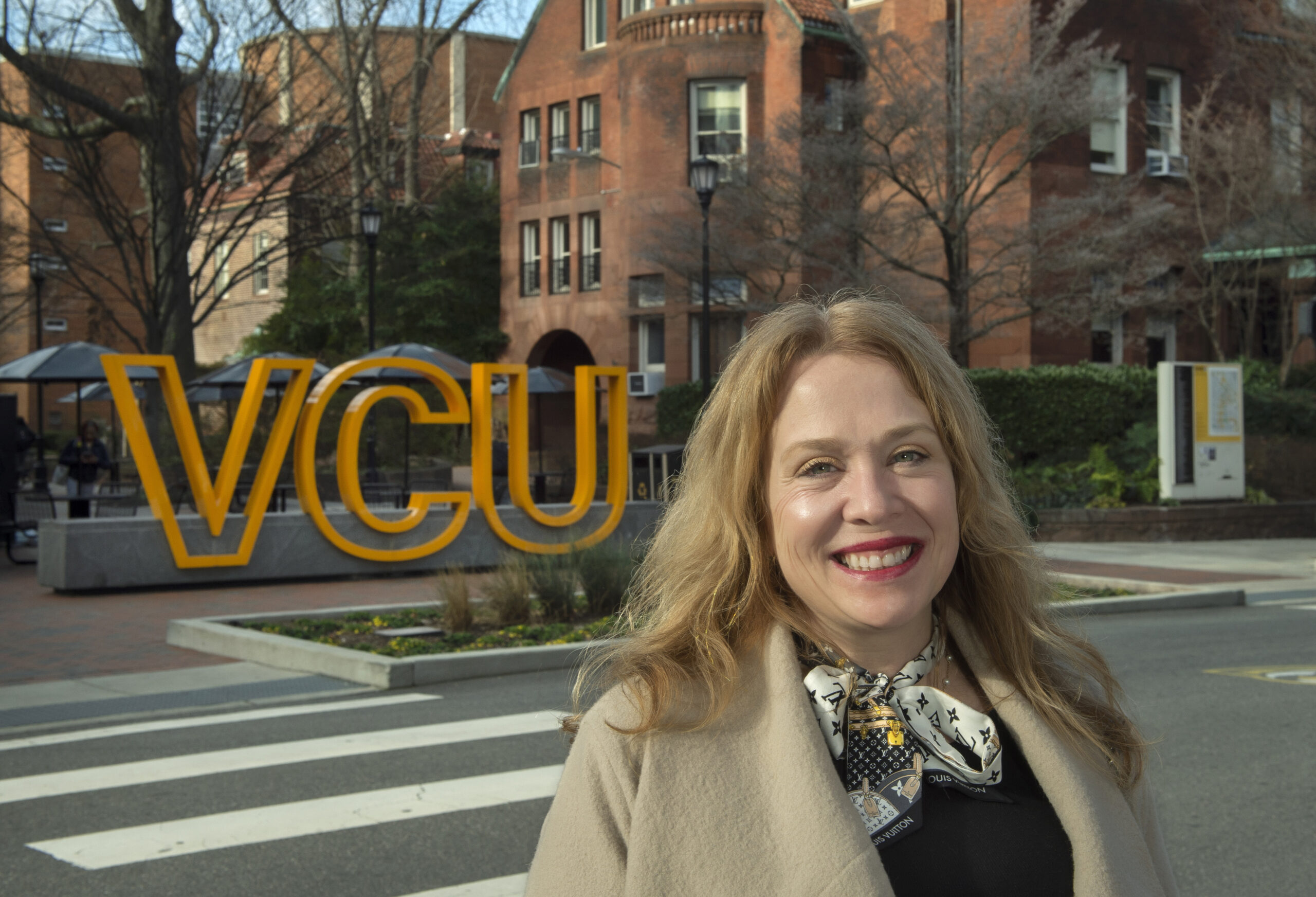 IIE's Senior International Officer of the year poses on her campus, Virginia Commonwealth University.